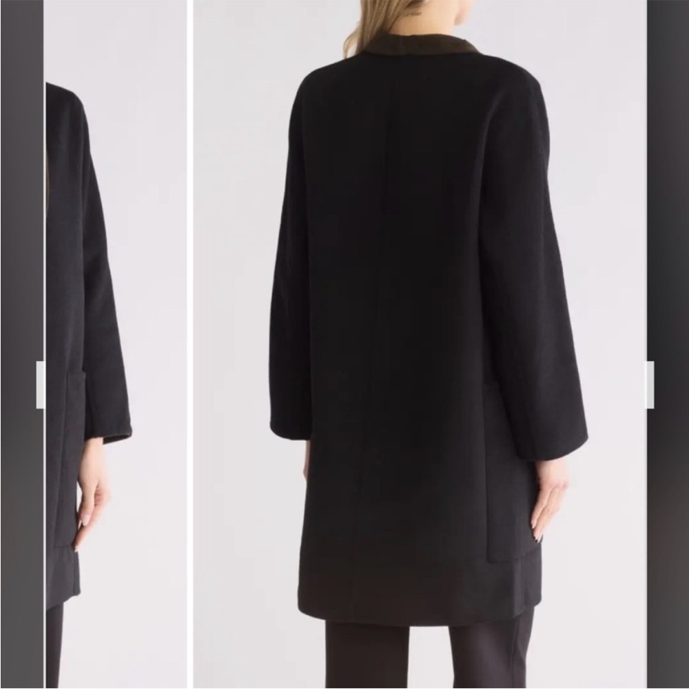 Vince Reversible Collarless Wool Blend Coat in Black/Eden Green Size M - Picture 2 of 9